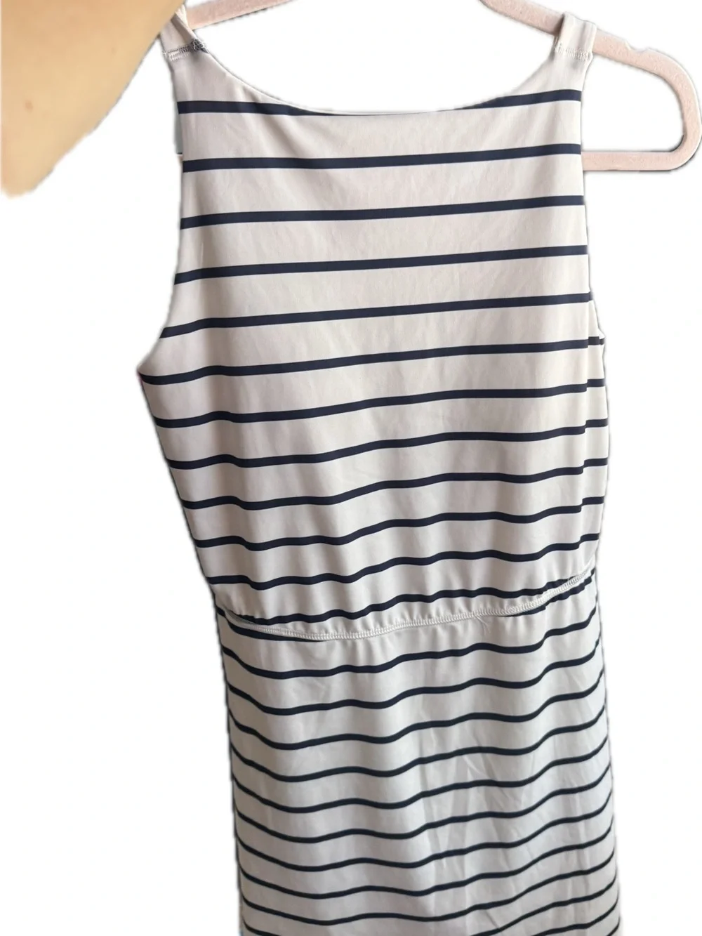 Striped Navy and White Sleeveless Athletic Dress - Picture 3 of 4
